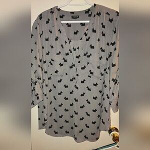 Torrid Gray Top with Black Scottie Dog Print